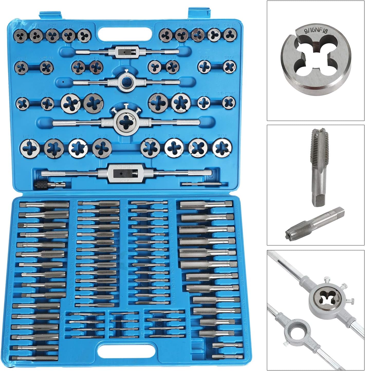 86 Piece Metric and SAE Standard Tap and Die Set with Metal Carrying Case X551