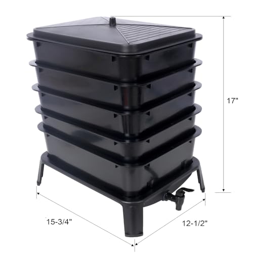 Black 4-Tray 20L Worm Composter N918