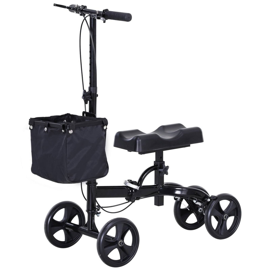 Black Foldable Knee Walker Scooter with Basket N58354