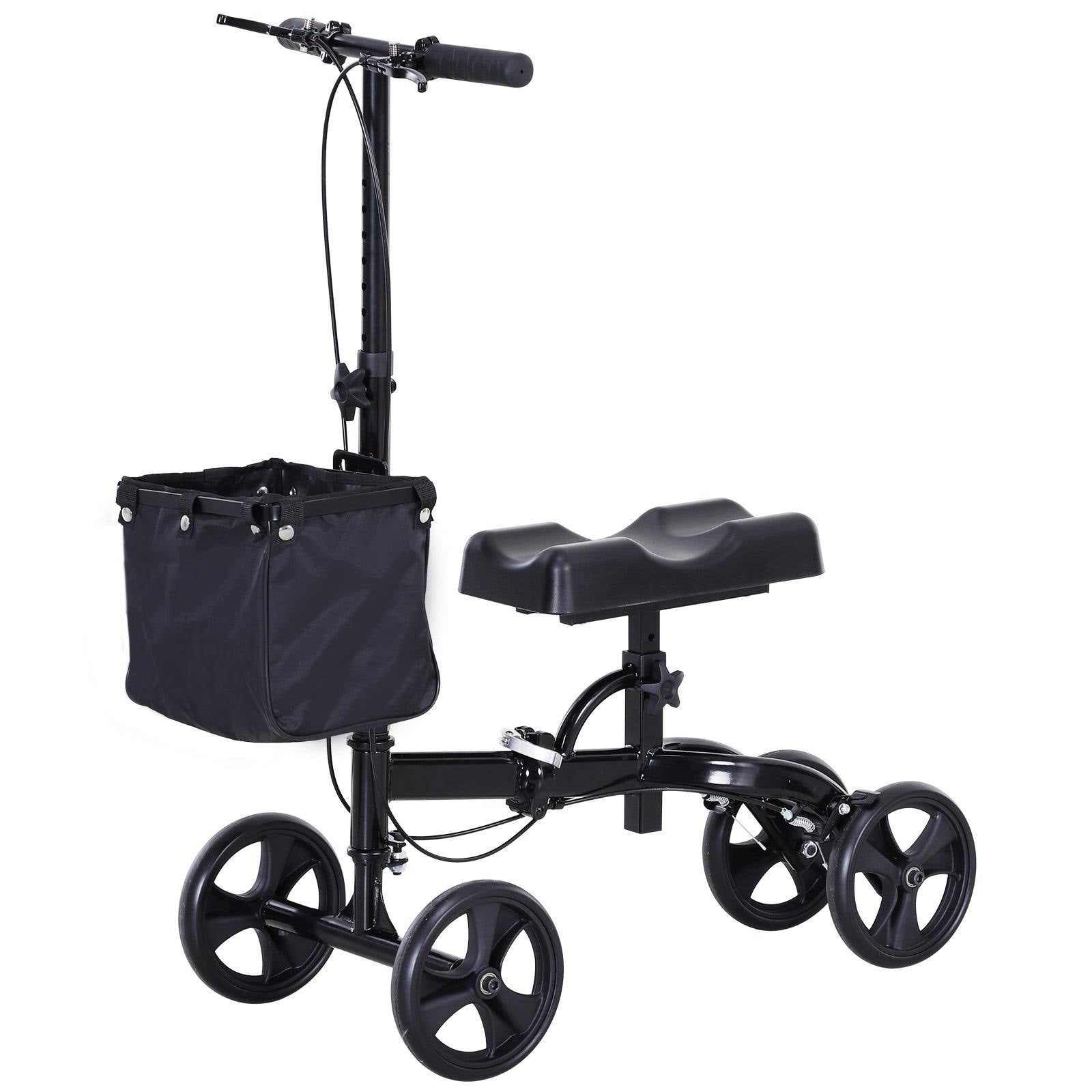 Black Foldable Knee Walker Scooter with Basket N58354