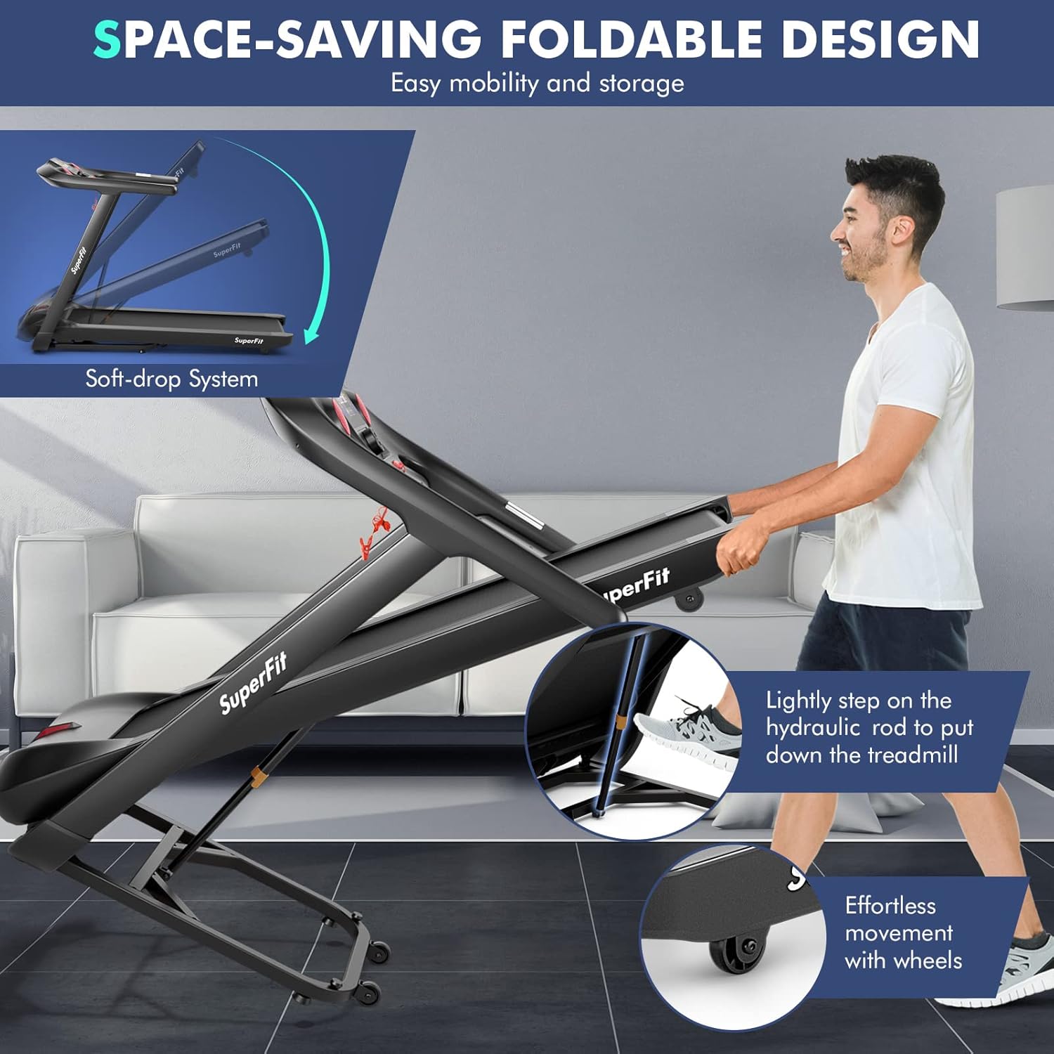 4.75HP Folding Treadmill with 15% Auto Incline Z4886