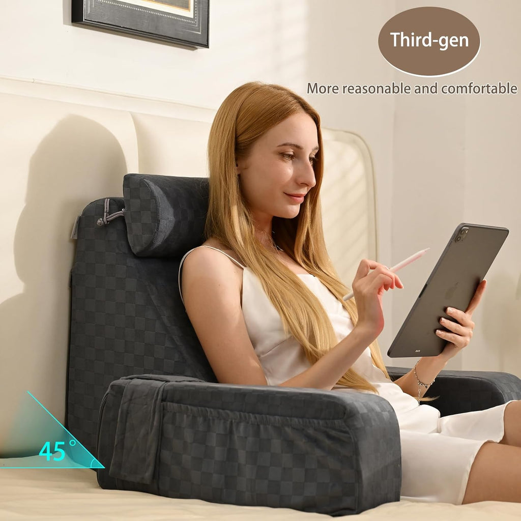 Dark Grey Back Rest Pillow with Arms Rest F630