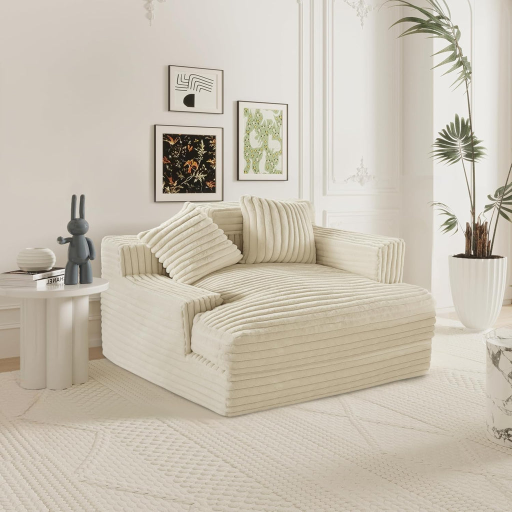 Oversized Chaise Lounge Sofa with 2 Throw Pillows V708