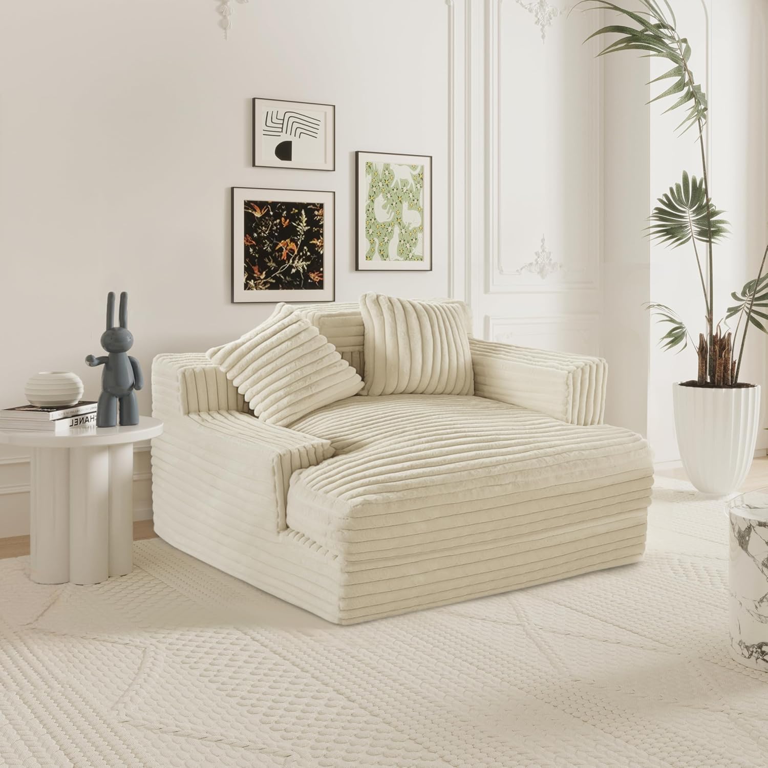 Oversized Chaise Lounge Sofa with 2 Throw Pillows V708