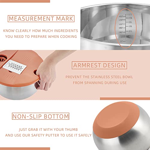 Mixing Bowls Set of 3 Stainless Steel with Airtight Lids E472275
