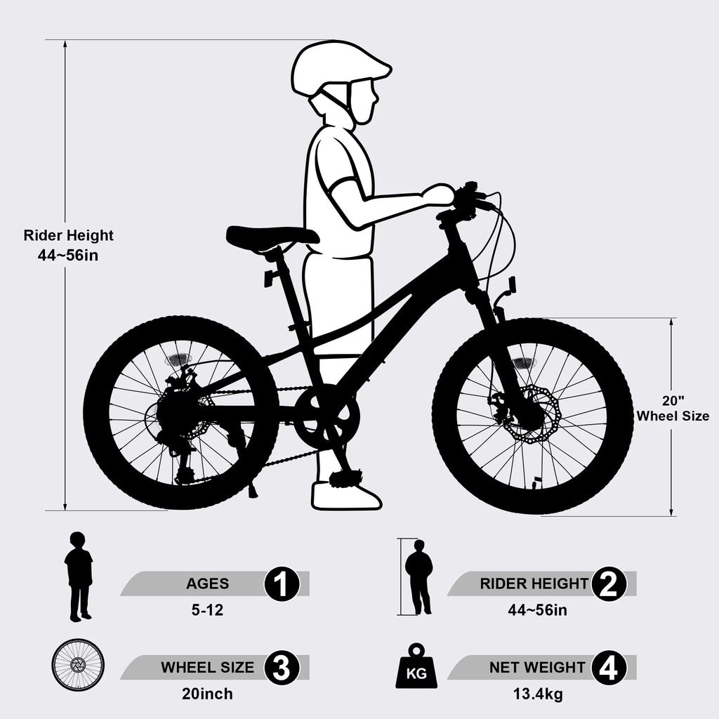 20 inches Kids Mountain Bike Aluminum Alloy Frame Bicycle T5108