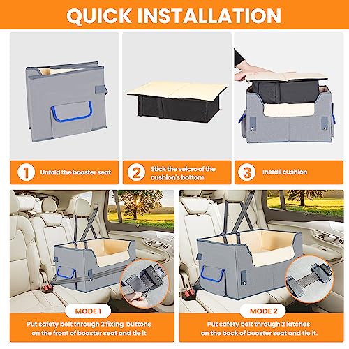 Elevated Dog Booster Seat Pet Travel Carrier Bed with Adjustable Straps P17652