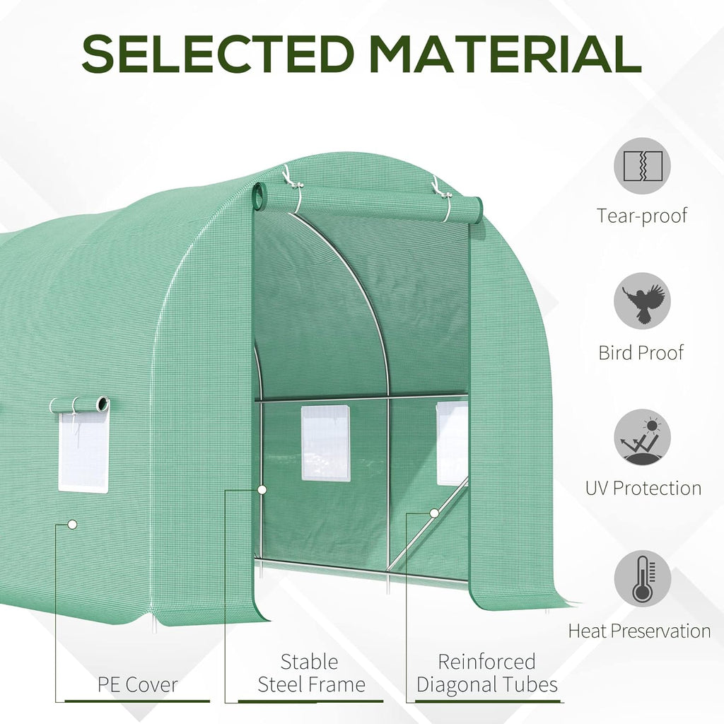 15' x 6' x 7' Walk-in Tunnel Greenhouse with Roll-up Windows Z617