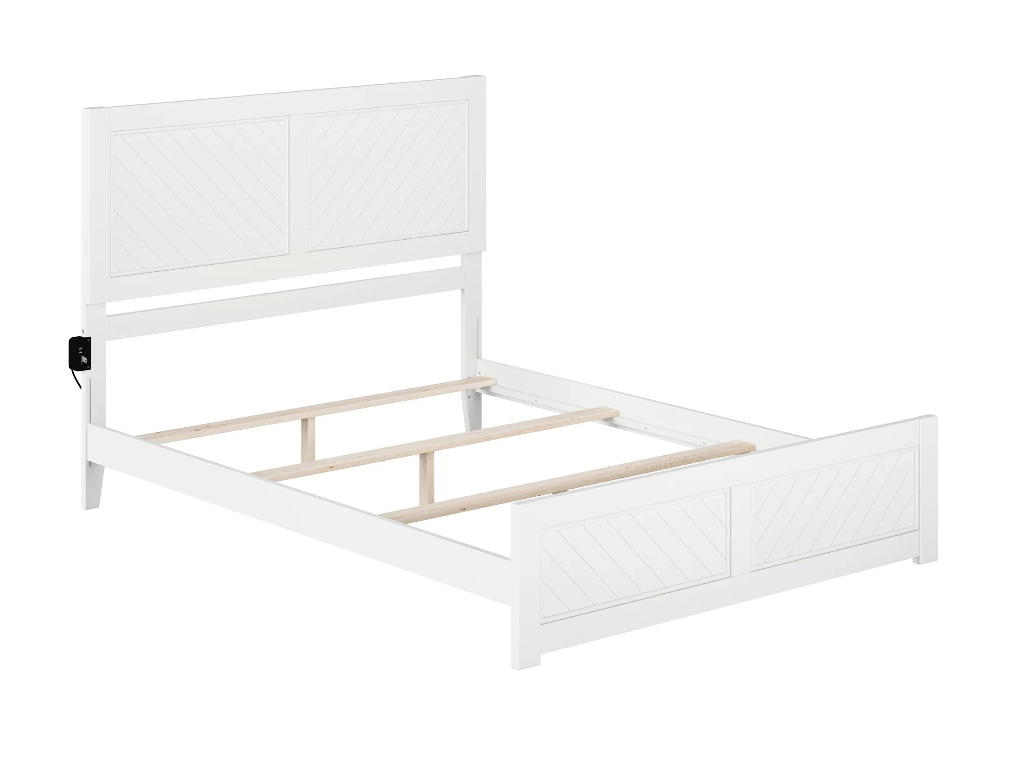 White Solid Wood Queen Foundation Bed Frame with Matching Footboard L981612