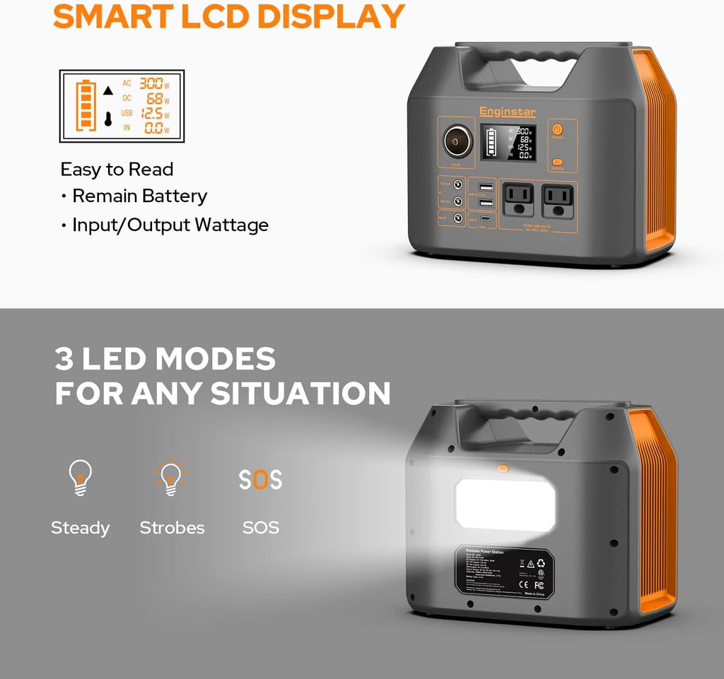 300W Portable Solar Generator with 40W Solar Panel, 296Wh 80000mAh Lithium Battery P958855