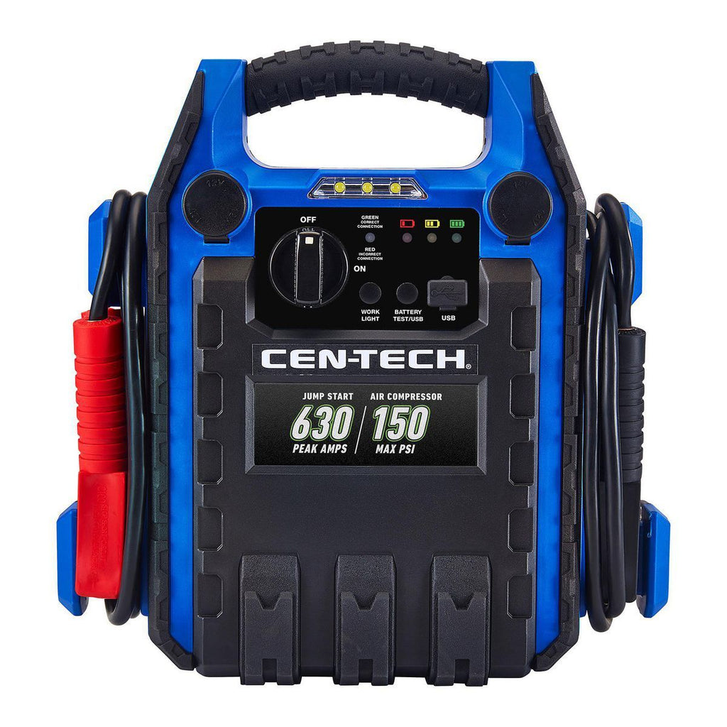 630 Peak Amp Portable Car Battery Jump Starter with Air Compressor X415990