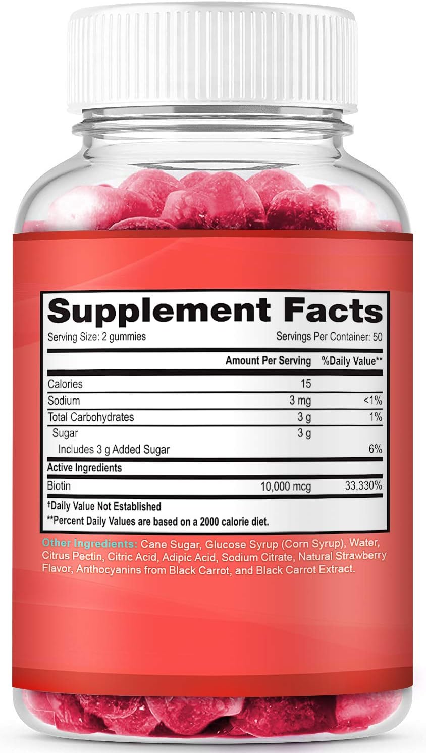 Biotin 10000mcg Chewable Supplement, 100 Count Vegan Gummies I617