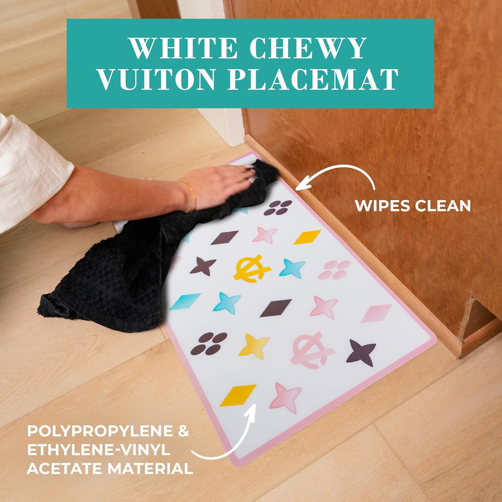 White BPA-Free Non-Skid Dog Bowls with Placemat, Case of 2 M85706