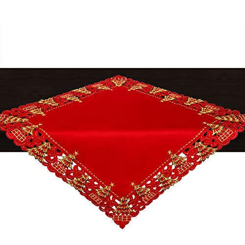 Embroidered Christmas Holly Tree Table Runner, Rectangular 16 x 72 Inch U175234