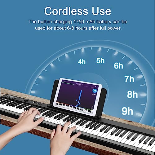 White 88 Key Folding Electric Piano with Bluetooth MIDI D498