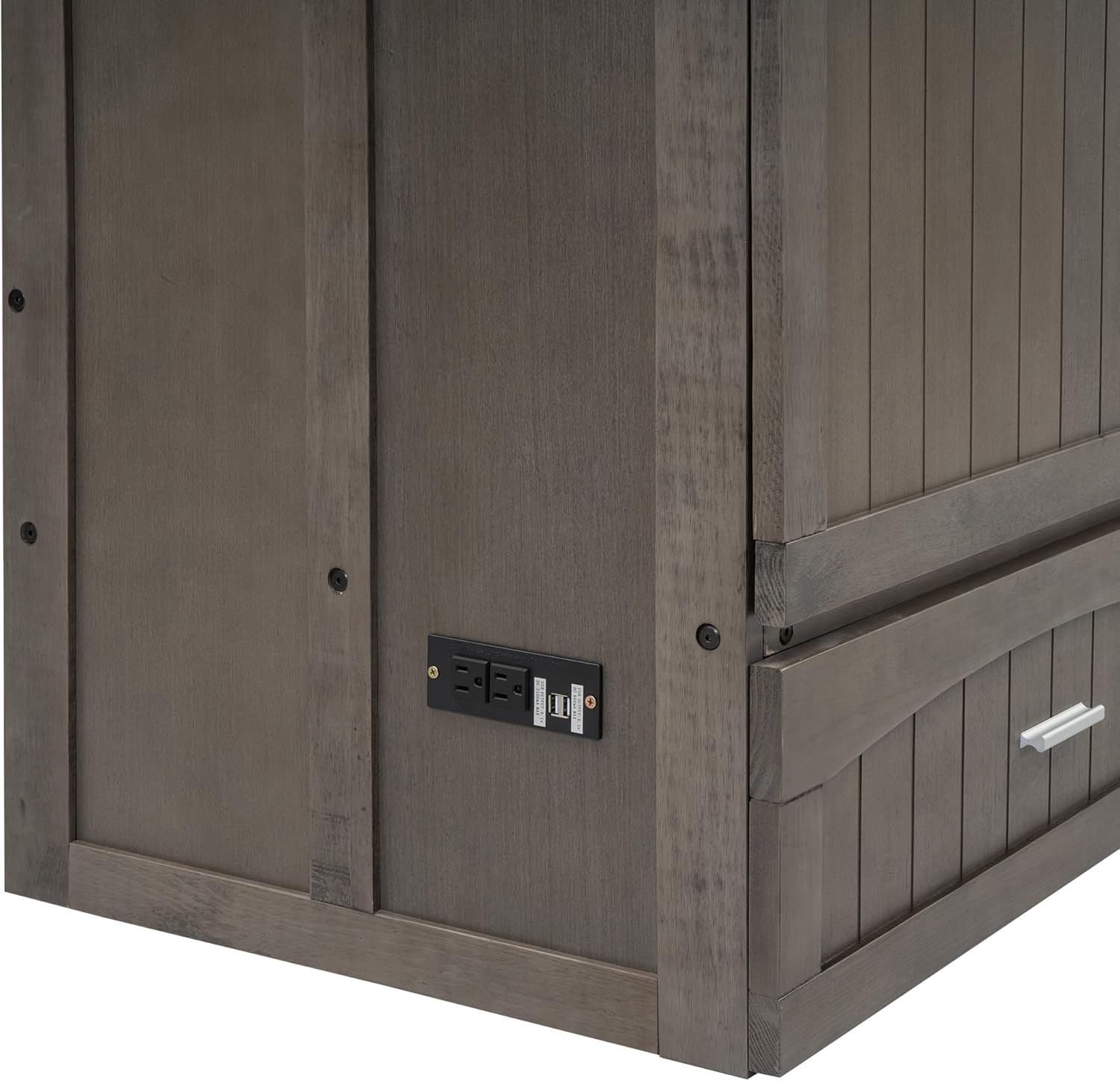 Queen Murphy Bed Cabinet with Drawer and Charging Station M633
