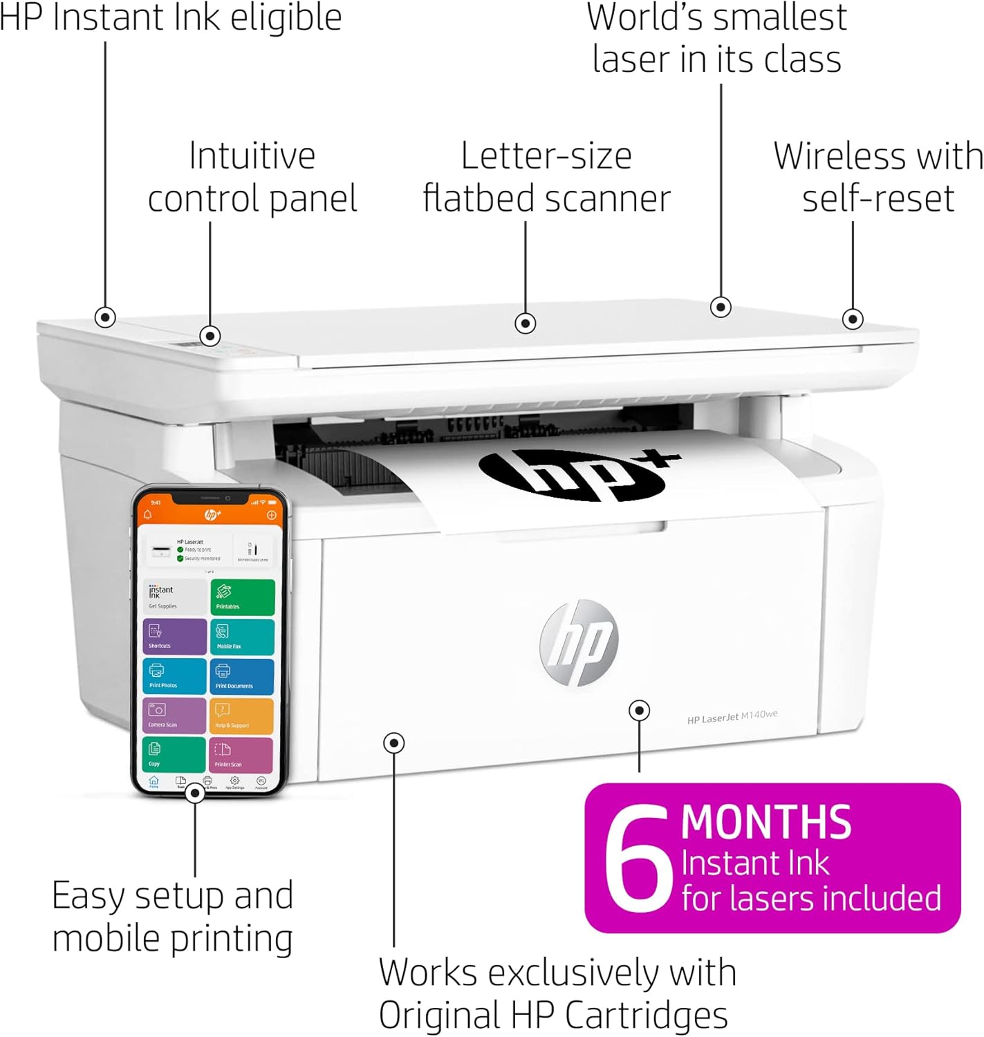 Black & White Wireless All-in-One Printer F78065