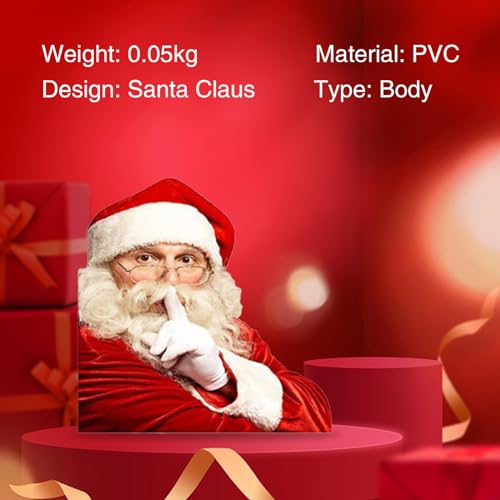 2 PCS Santa Claus Car Window Stickers, 8.6In x 11.8In Waterproof PVC Single-Transparent Vehicle Decals X40076