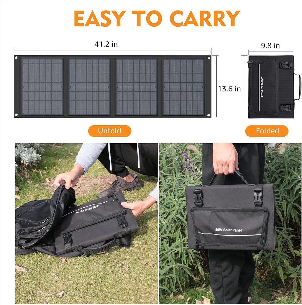 300W Portable Solar Generator with 40W Solar Panel, 296Wh 80000mAh Lithium Battery P958855