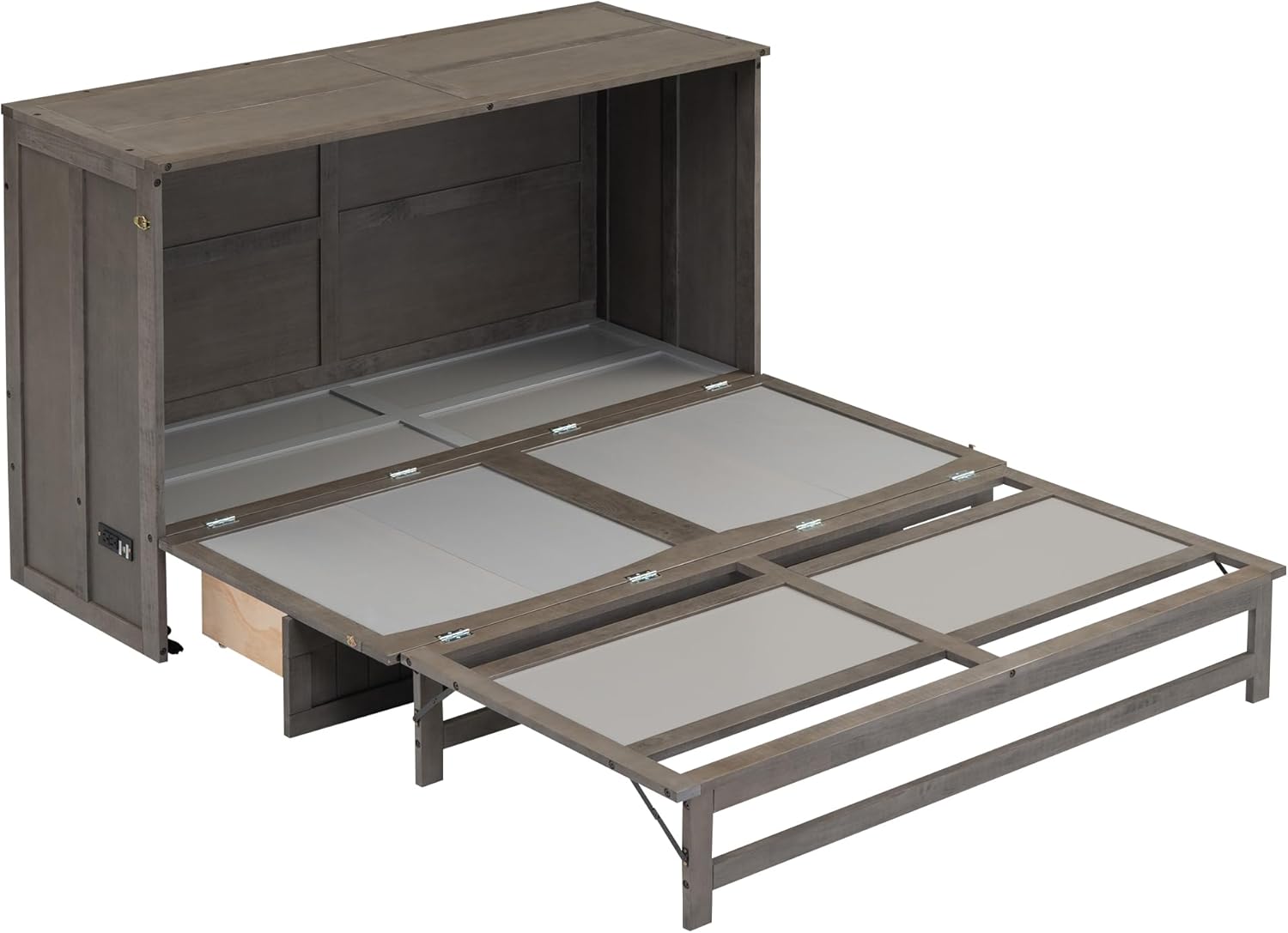 Queen Murphy Bed Cabinet with Drawer and Charging Station M633