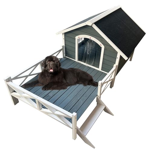 Large Wooden Dog House Outdoor with Porch I2247