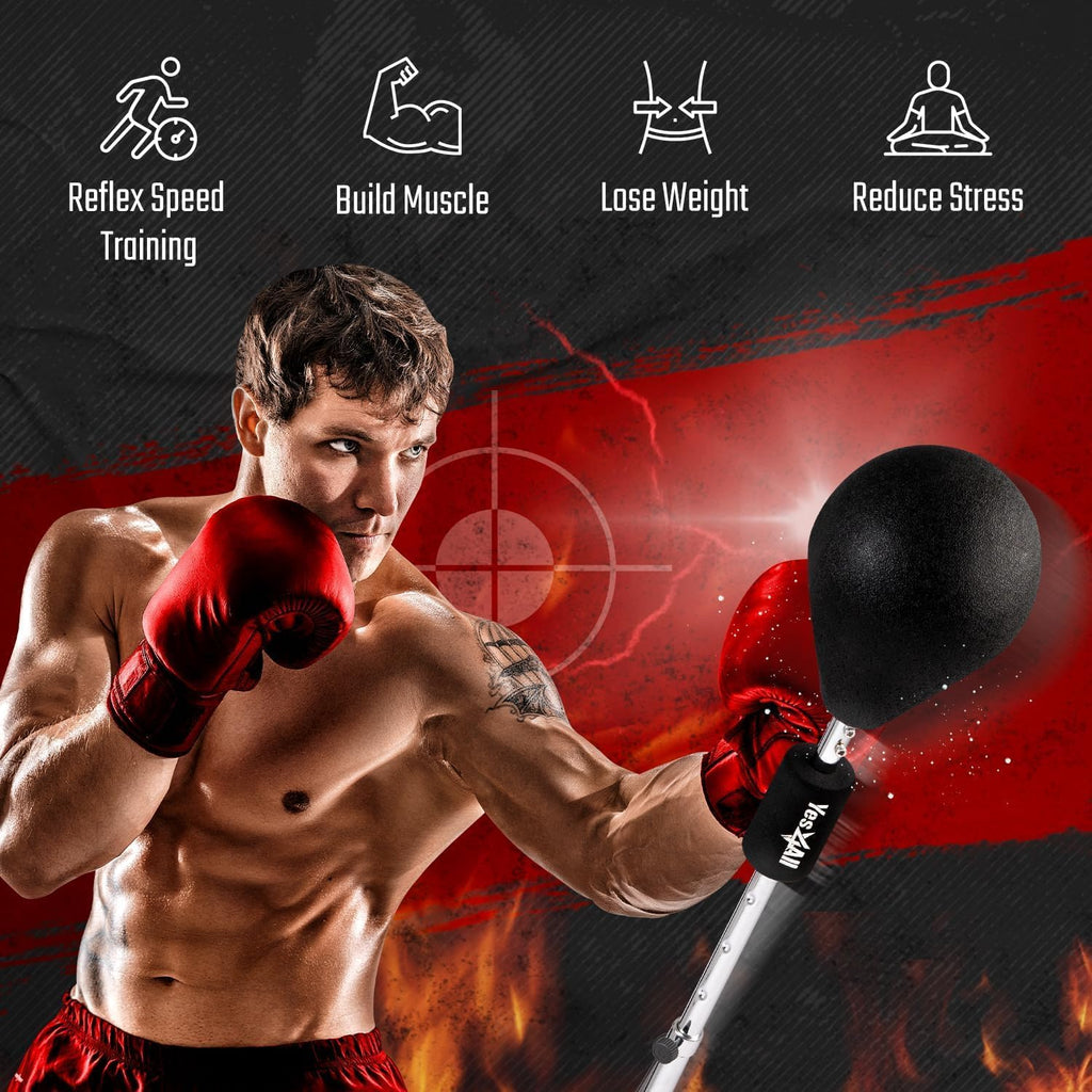 Punching Bag with Stand, Adjustable Height, PU Leather Speed Reflex Ball E942570