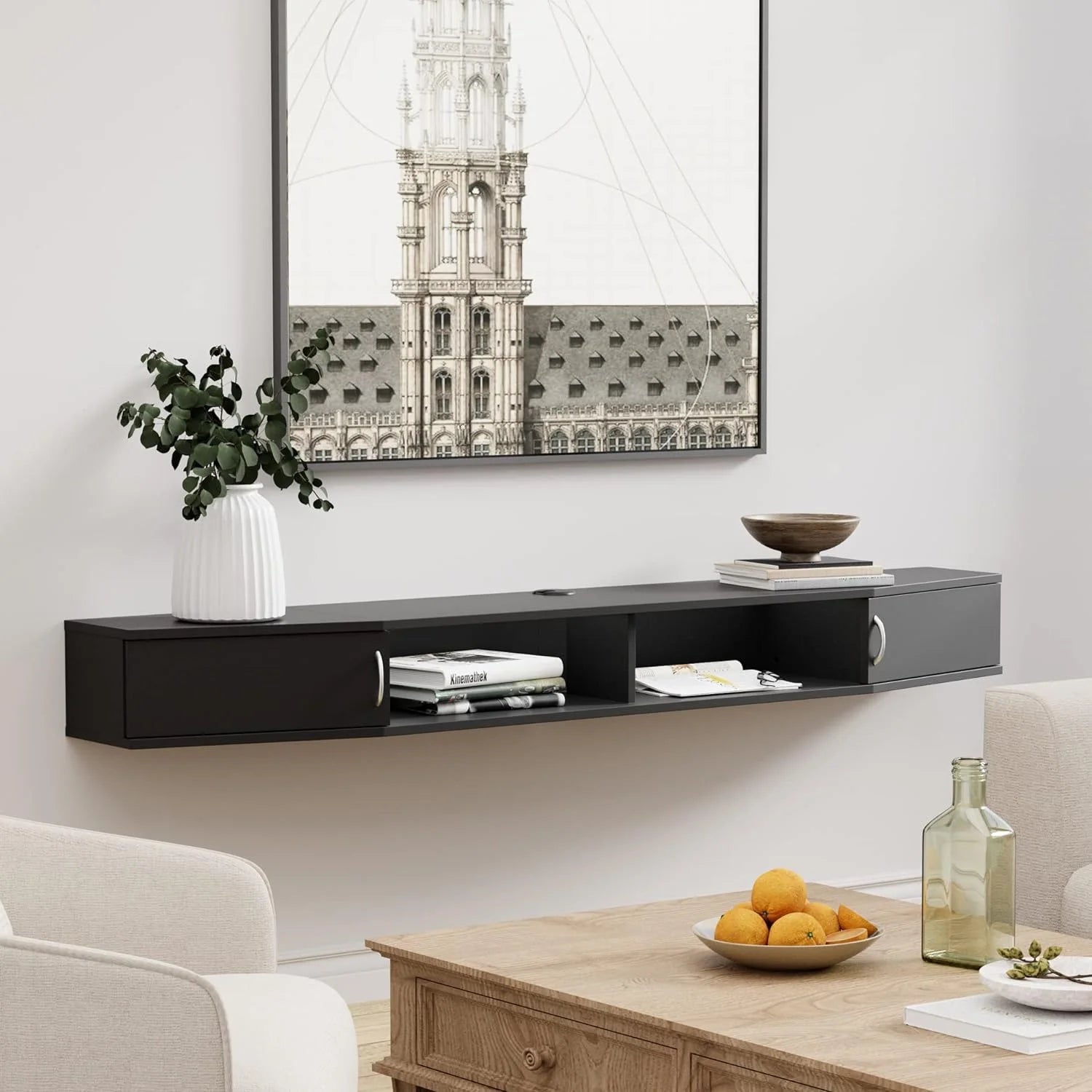 70'' Wall Mounted TV Stand with Cabinet P252