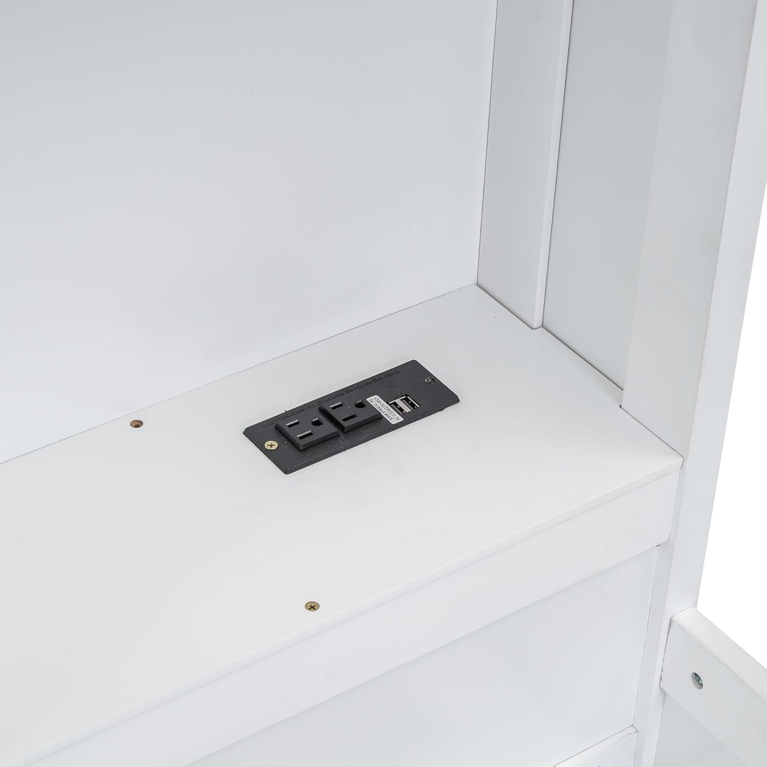 White Twin Size Daybed with Storage Bookcases and USB Charging Station K198