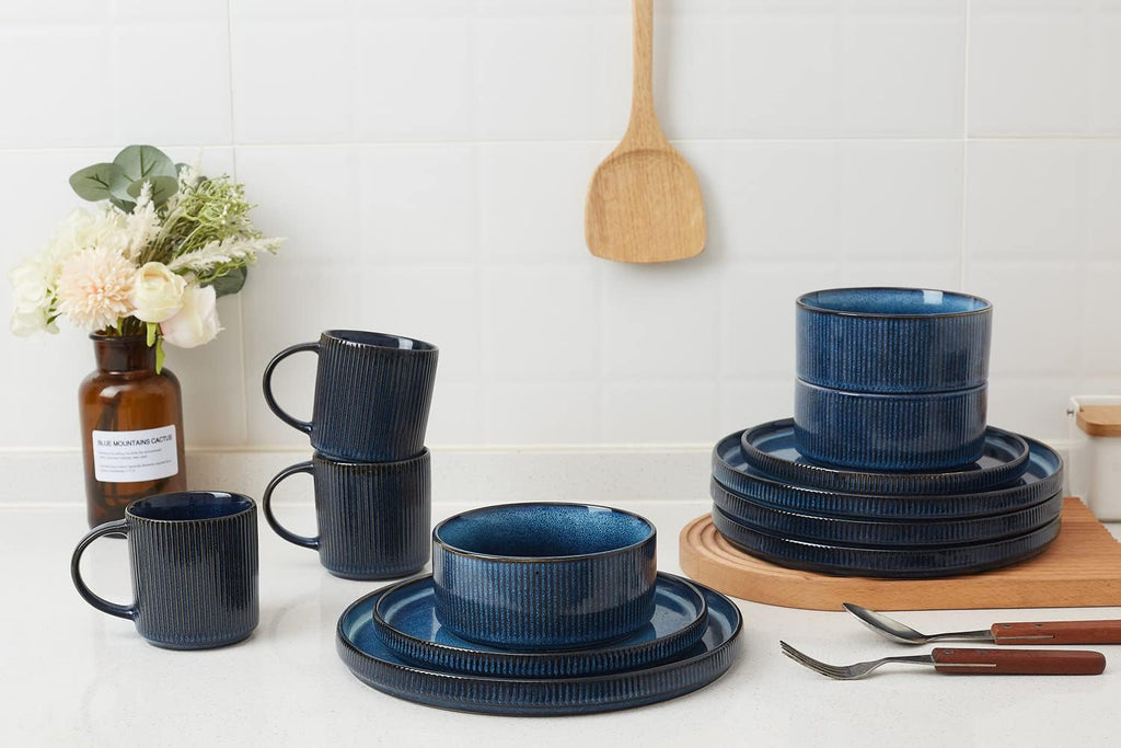 12 Piece Dinnerware Set with 10" Dinner Plates, Nebulas Blue H370913