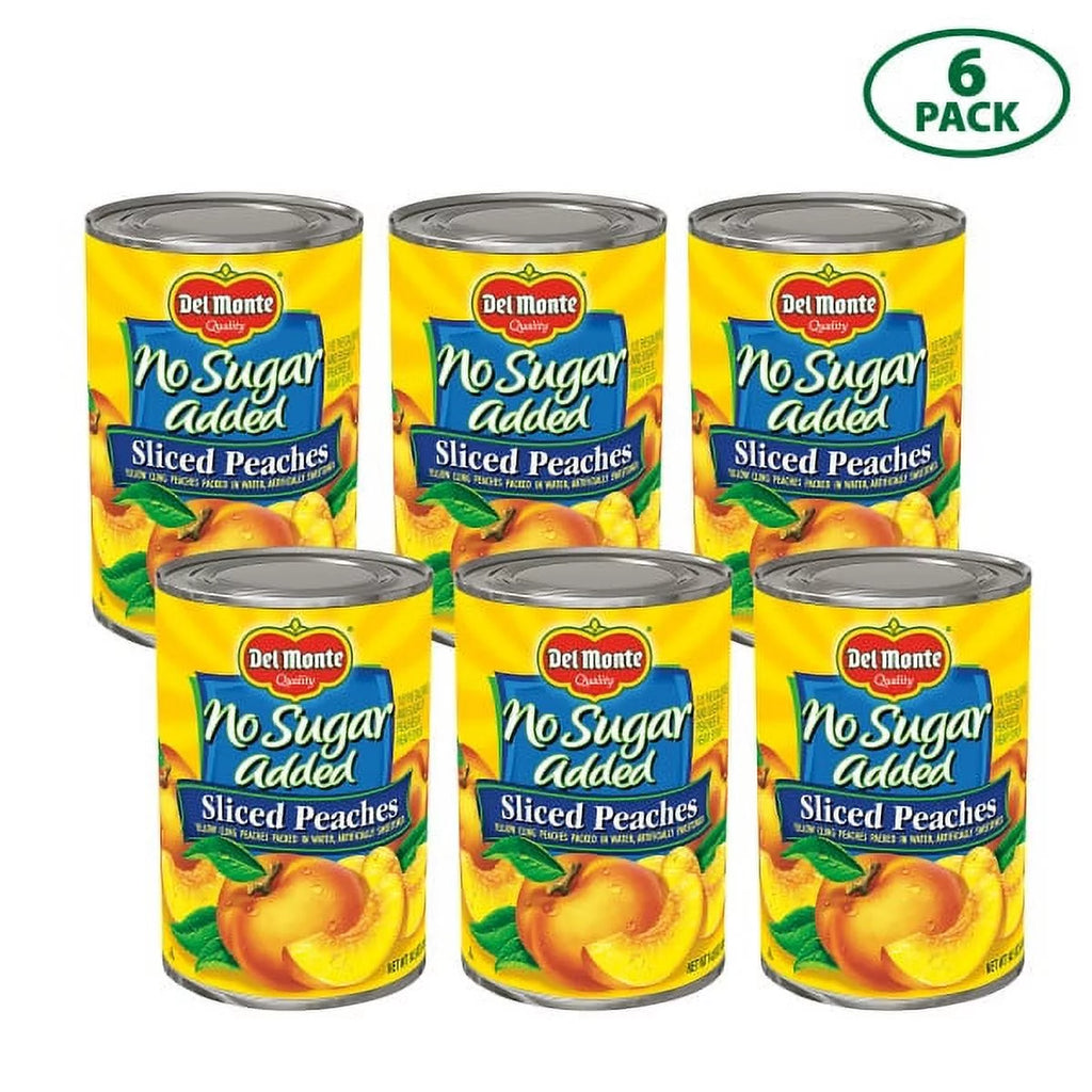 (6 Cans) Del Monte Sliced Peaches, No Sugar Added, 14.5 oz Can Q9586