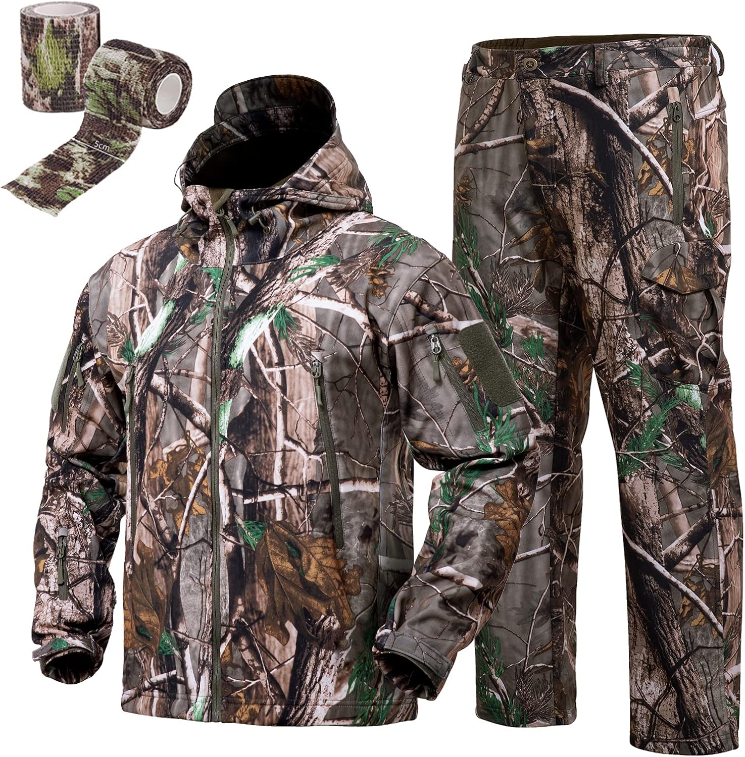Camouflage Hunting Hoodie Jacket and Pants Windproof Coat R467466