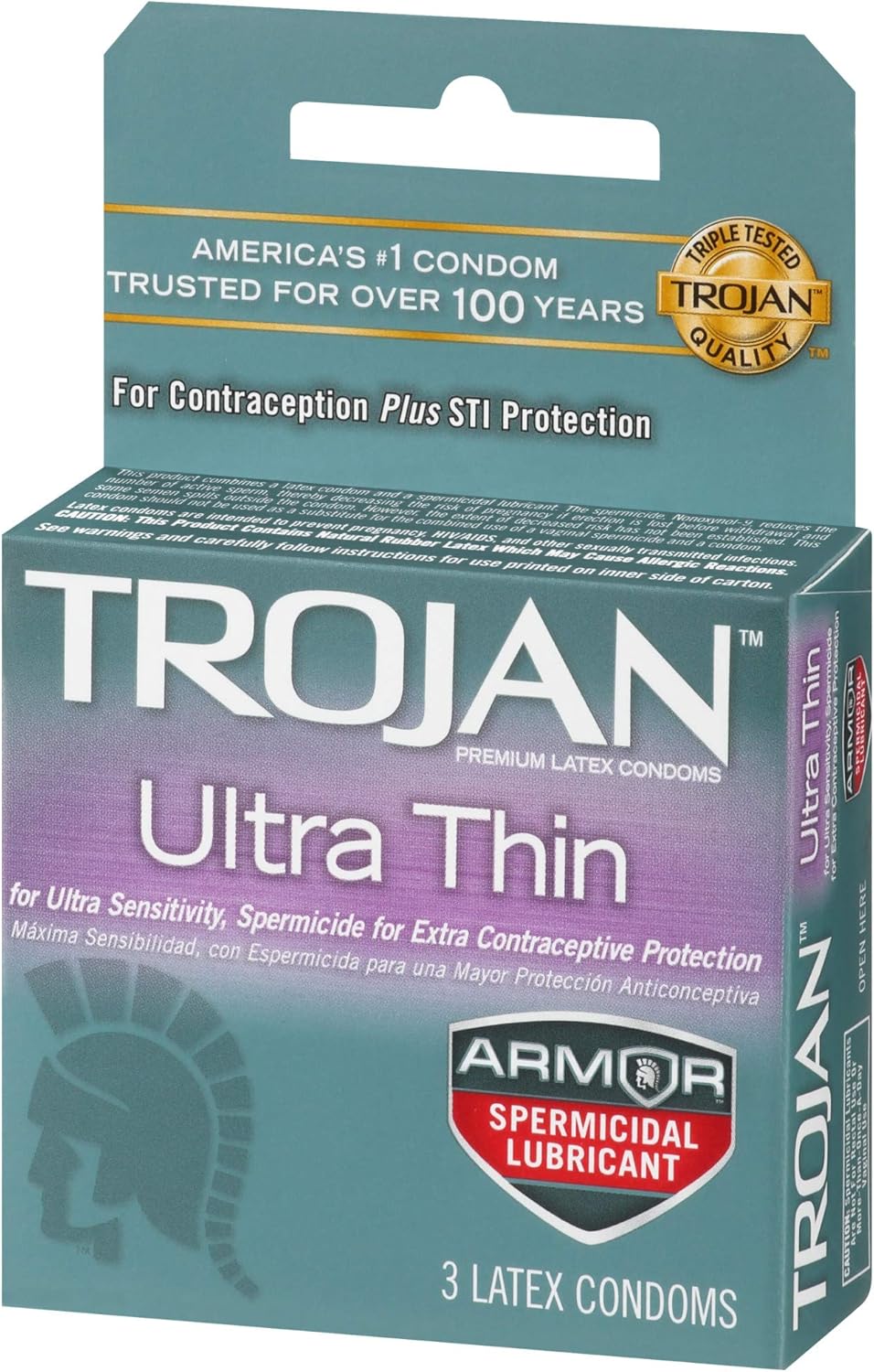 Ultra Thin Spermicidal Condom, 3 Count J973