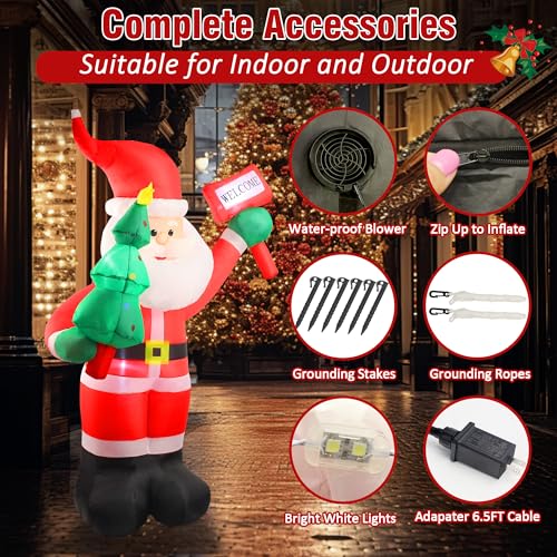 6 FT Christmas Inflatable Santa Claus with Built-In LEDs E699517