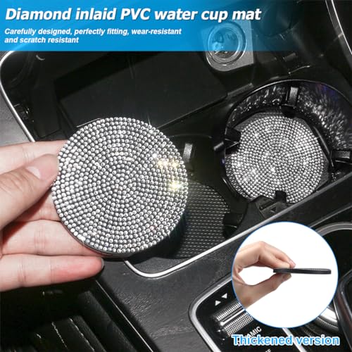 27PCS Bling Car Accessories Set with Reinestone Crystal Steering Wheel Cover U370