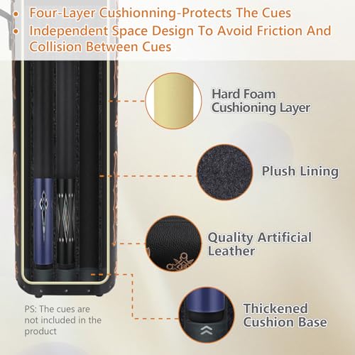 3x5 Hard Pool Cue Case Leatherette W338