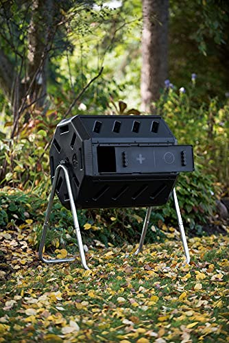 Black 37 Gallon Dual Chamber Tumbling Composter K341813