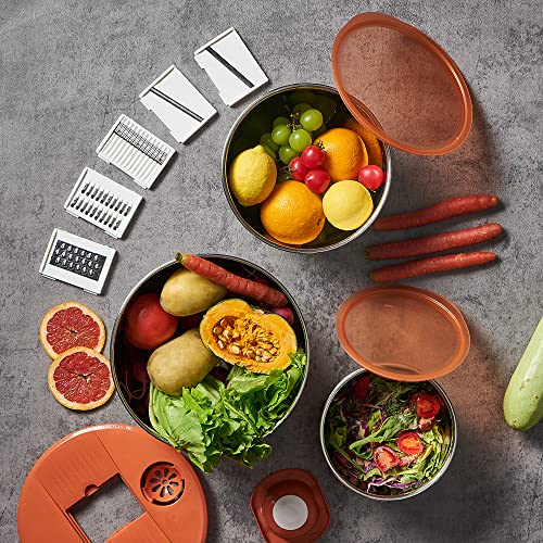 Mixing Bowls Set of 3 Stainless Steel with Airtight Lids E472275