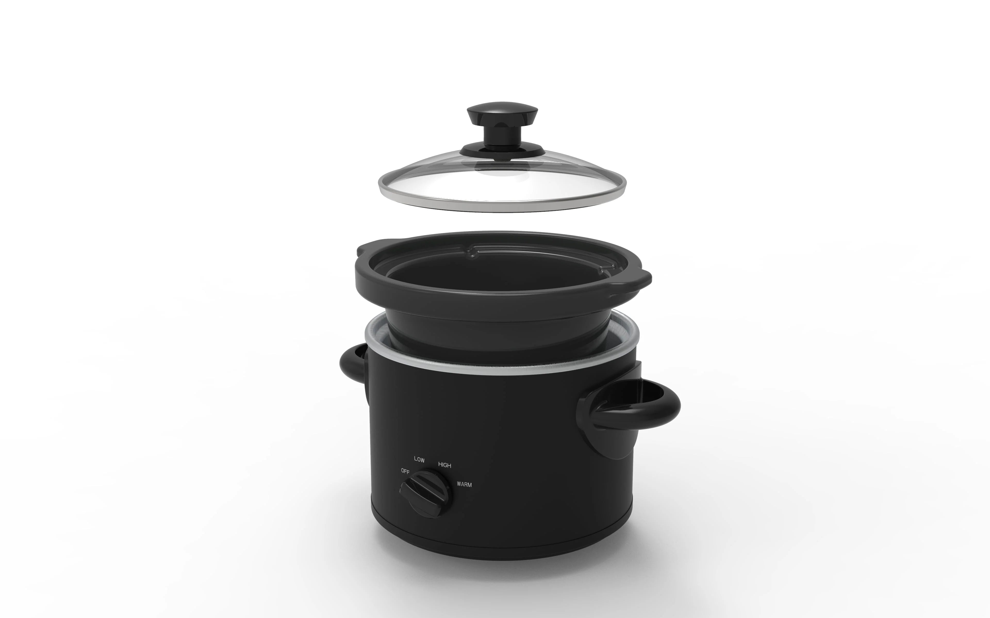 2 QT Matte Black Slow Cooker with Removeable Stoneware Pot B1159