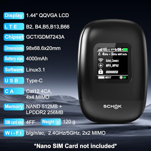 4G LTE Mobile Hotspot Portable WiFi Dual Bands 600Mbps O3075