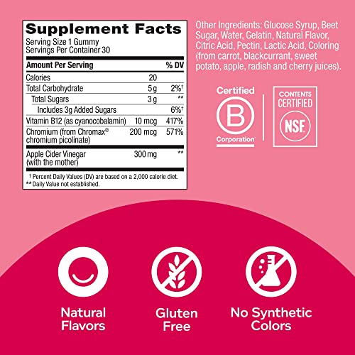 Apple Cider Vinegar Vitamin B12 Chromium Chewable Supplement - 30 Count V136