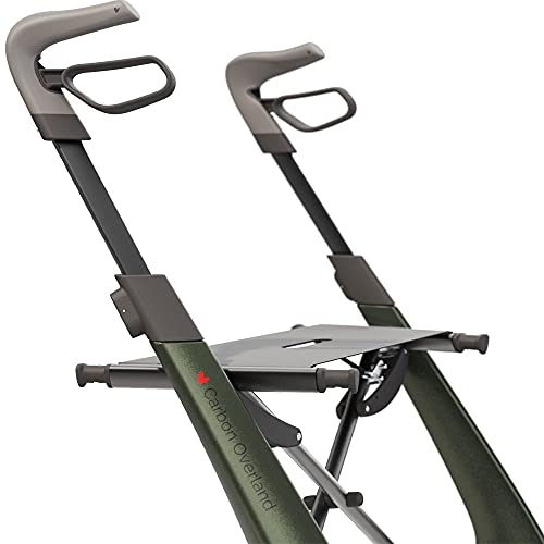 Carbon Overland All Terrain rollator with Big Pneumatic Wheels Foldable with seat Defender Green N250