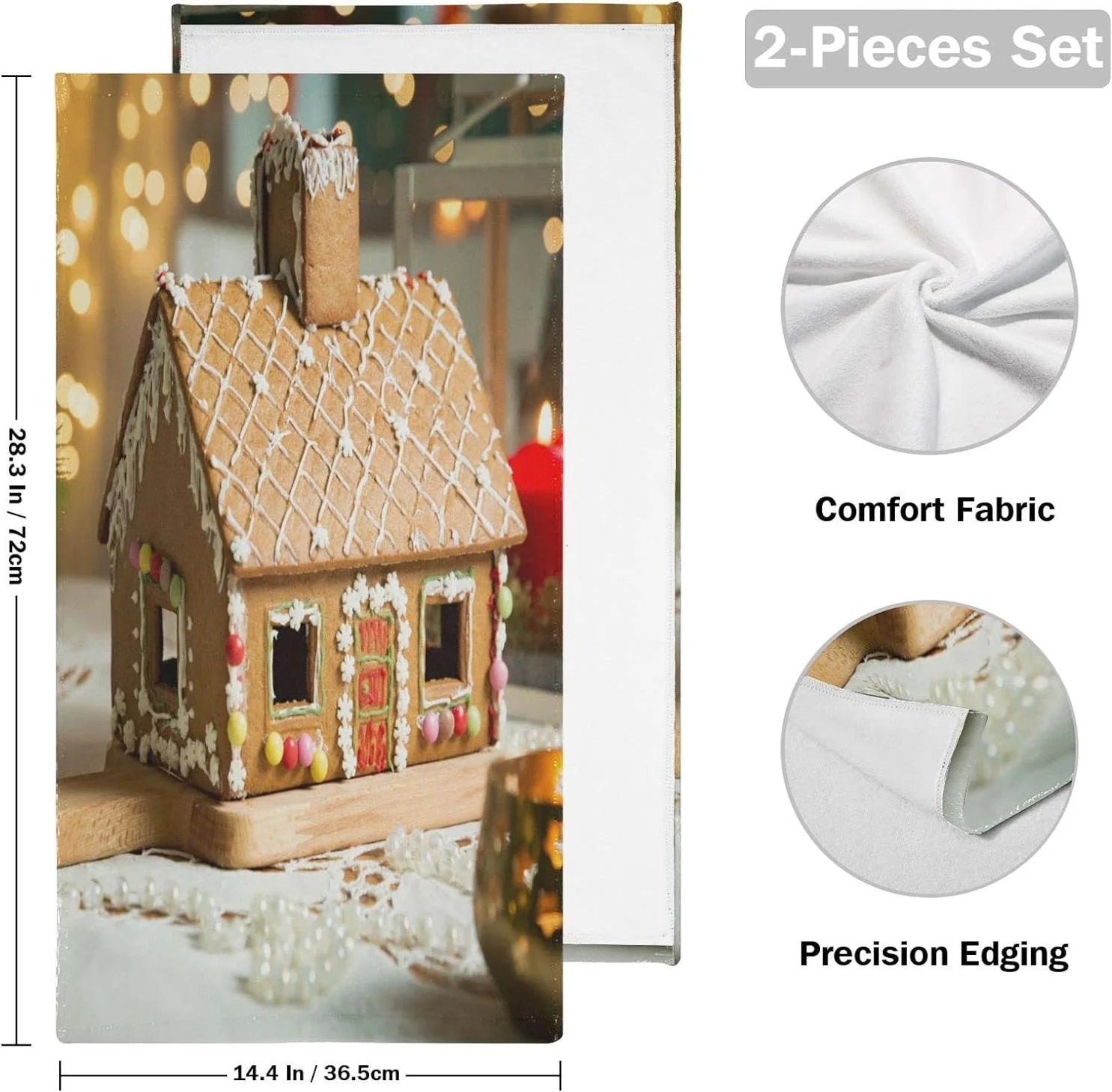 Gingerbread House Hand Towels 2 Pack, Ultra Soft Highly Absorbent Decorative Fingertip Face Towel 28x15in M345