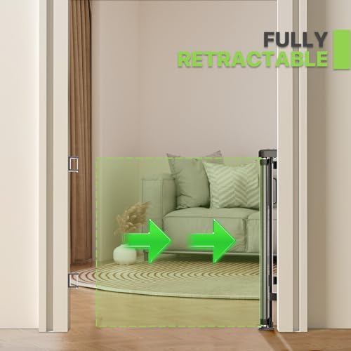 White Retractable Mesh Gate, 4"-64" Wide, 34" Tall T42239