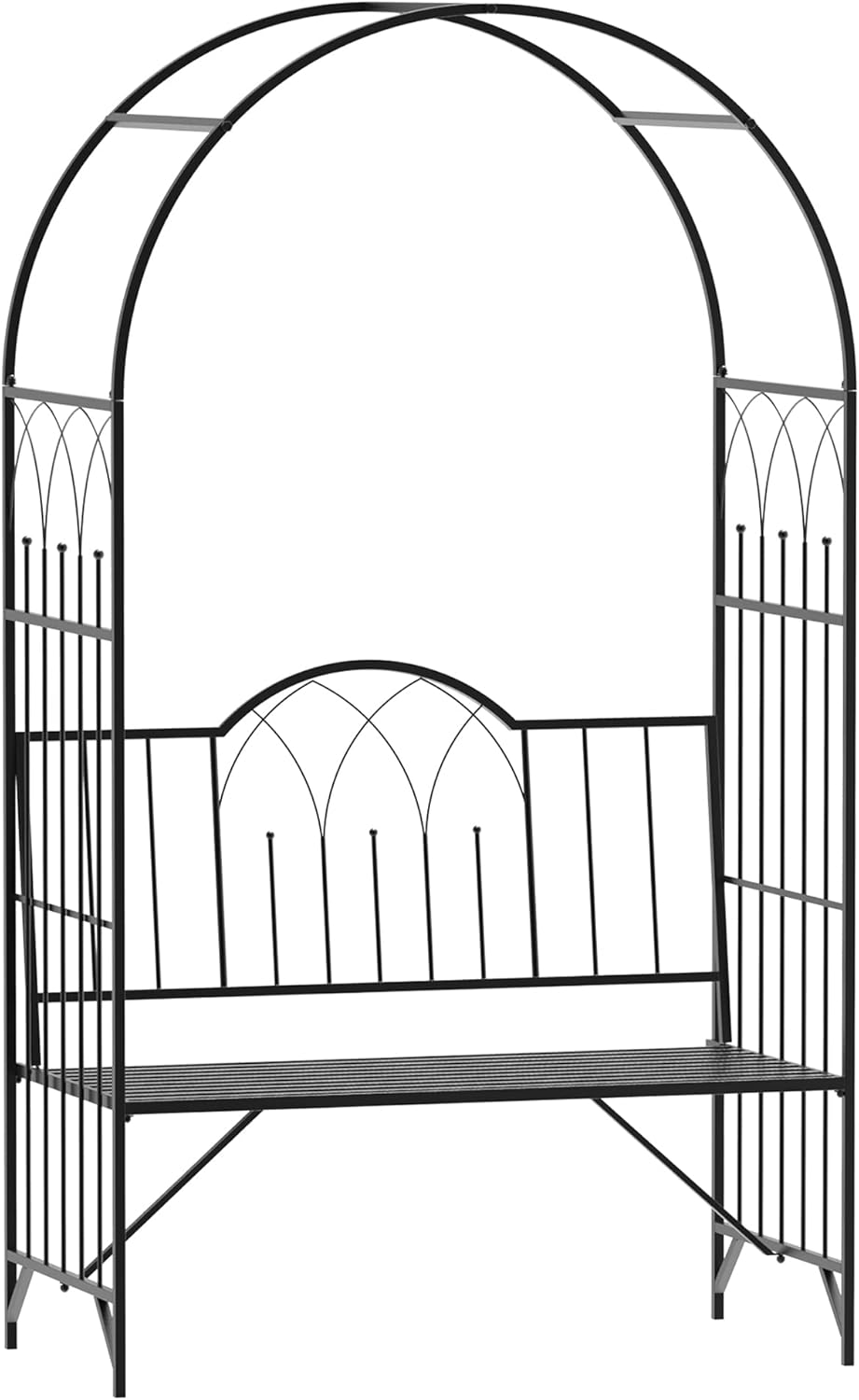 Black Metal Garden Bench Arbor L61843