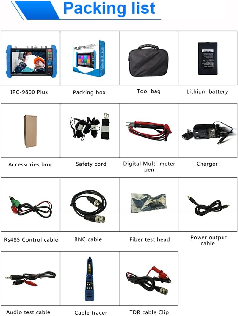 7'' IPS Touch Screen WiFi 4K H.265 HDMI 8MP CVI TVI AHD SDI CVBS Camera Tester Q82964