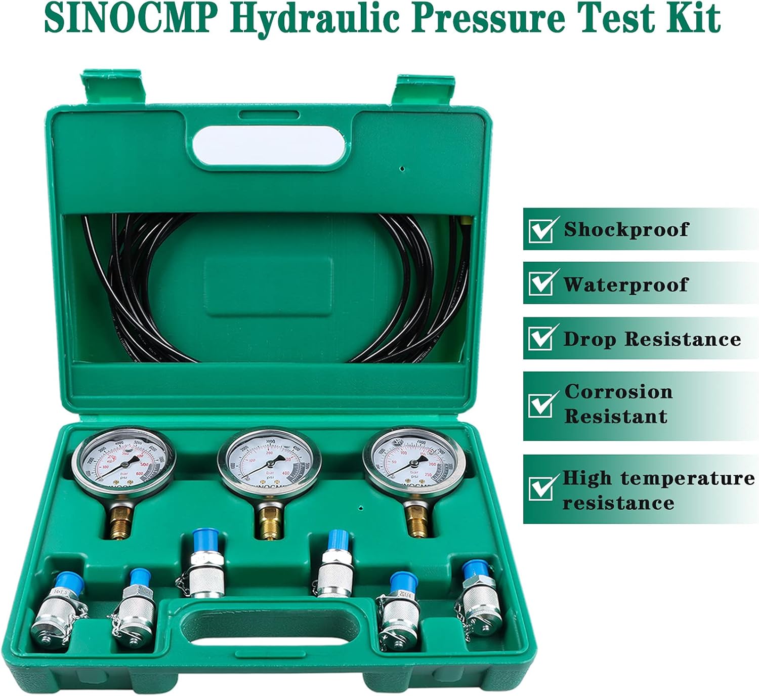 Hydraulic Pressure Gauge Kit Stainless Steel Test Gauge Kit V9933