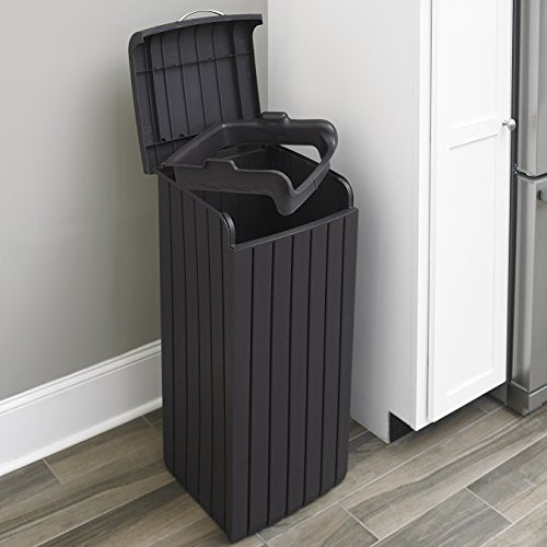 32 Gallon Resin Trash Can with Lid Brown H173