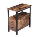 Greige and Black Narrow End Table with Drawer and Shelf A17535