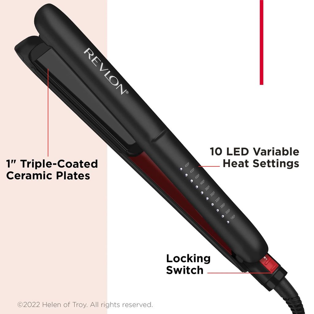 Black 1" Ceramic Flat Iron L36041