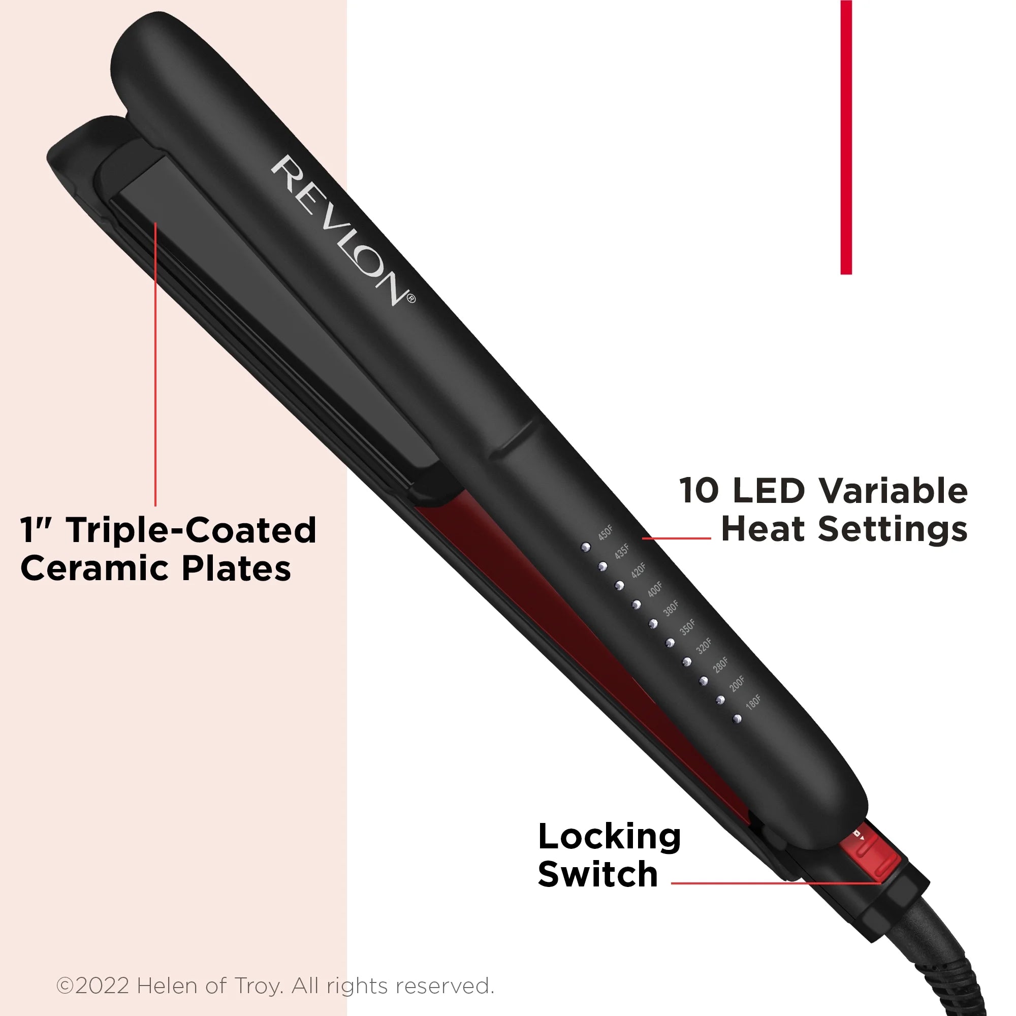Black 1" Ceramic Flat Iron L36041